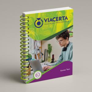 Games Teen Capa em Triplex 300g - Miolo em Sulfite 90g 15X21 cm Colorido Capa com BOPP Brilho Espiral 