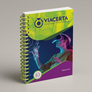 Metaverso Capa em Triplex 300g - Miolo em Sulfite 90g 15X21 cm Colorido Capa com BOPP Brilho Espiral 